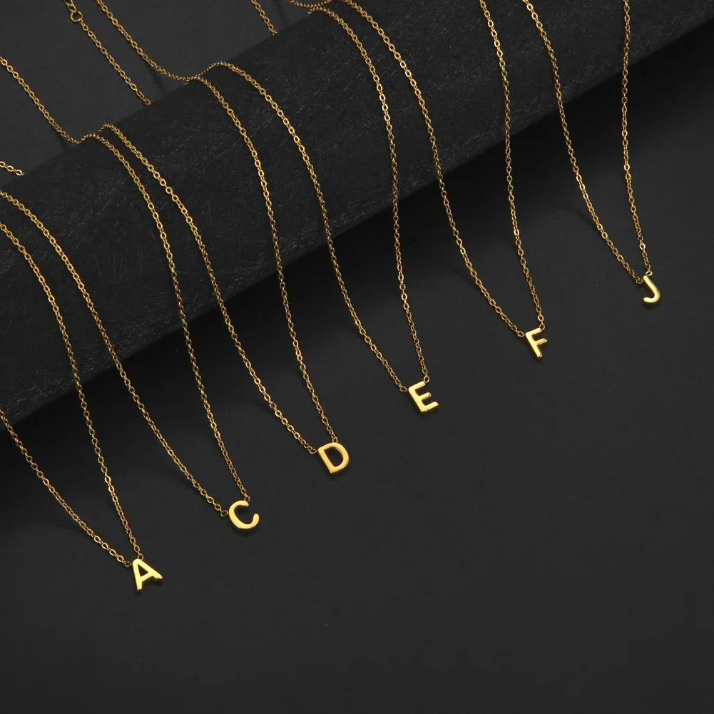 Cazador Alphabet Initial A-Z Letter Necklace for Women Stainless Steel Minimalist Jewelry Choker Chain Birthday Anniversary Gift view 2