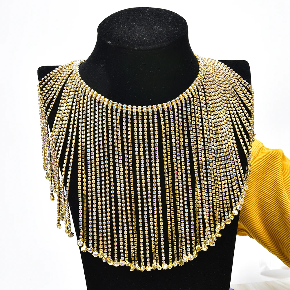 

Rhinestone Fringe Long Crystal Tassel Chain for Dancer Costume Decorative Trim Sewing Ribbon for Garment Shoes Accessories
