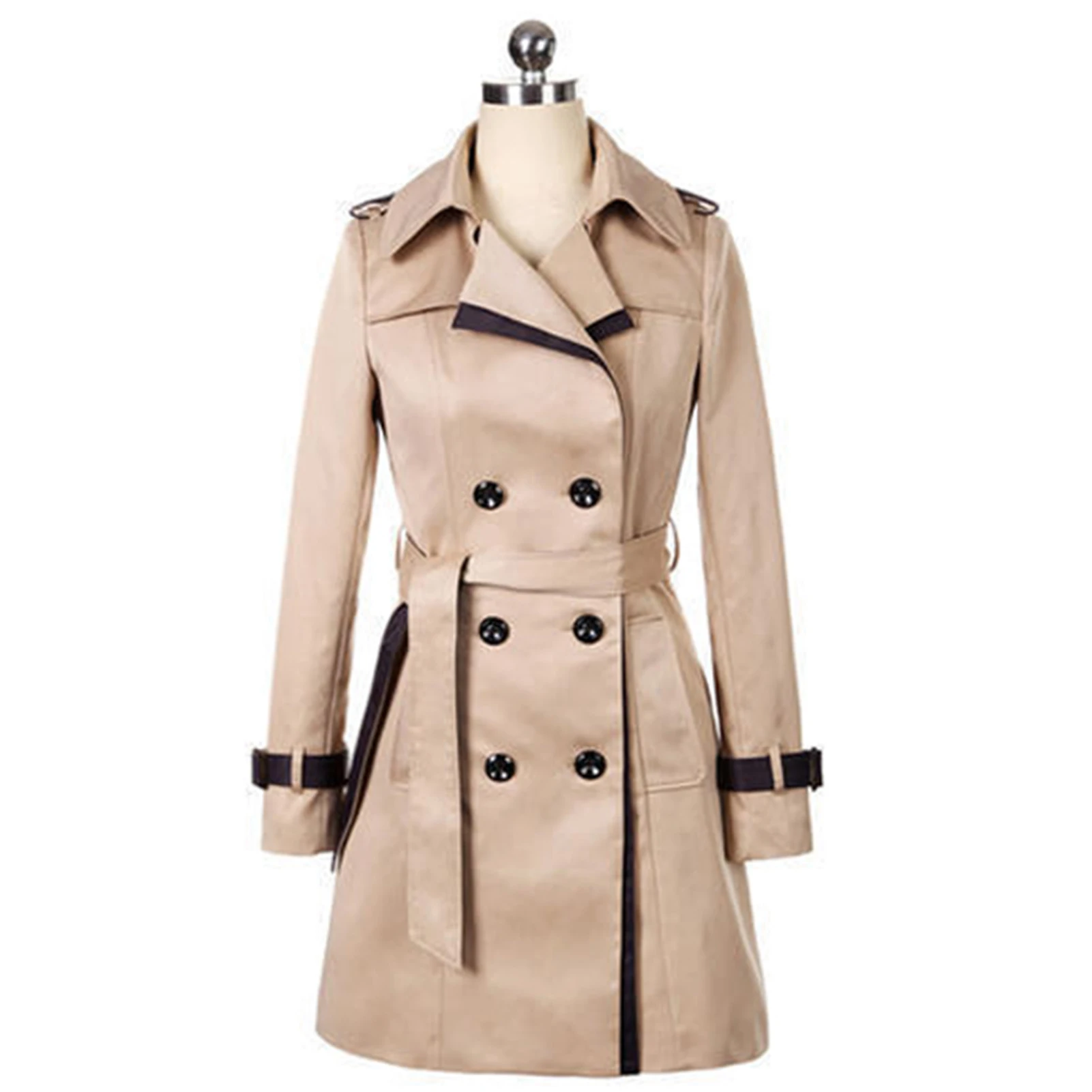 Women's Solid Color Trench Coat Autumn And Winter Fashion Wind-proof Coat for Daily Life Work Shopping