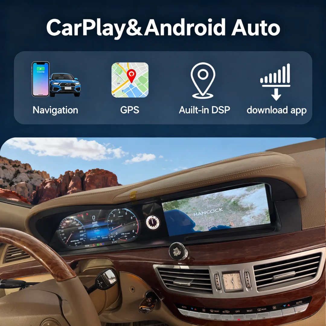 

Обновленный экран для Mercedes-Benz S W221 2006-2013, Android 13, автомобильная магнитола, навигация GPS, медиаплеер, головное устройство, BT 5.0
