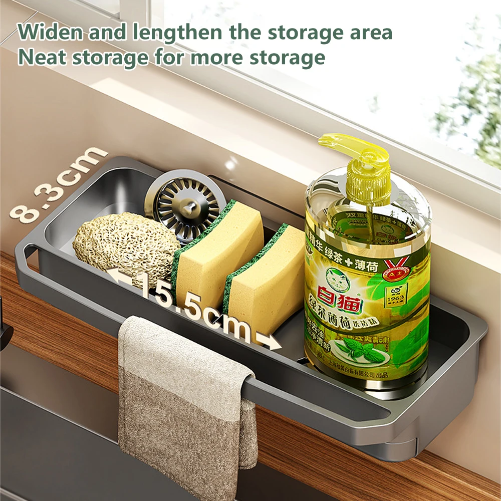 Kitchen Organizer Sink Drain Rack Self-Draining Shelf Sponge Holder Dishcloth Faucet Storage Soap Drainer Kitchen Accessories