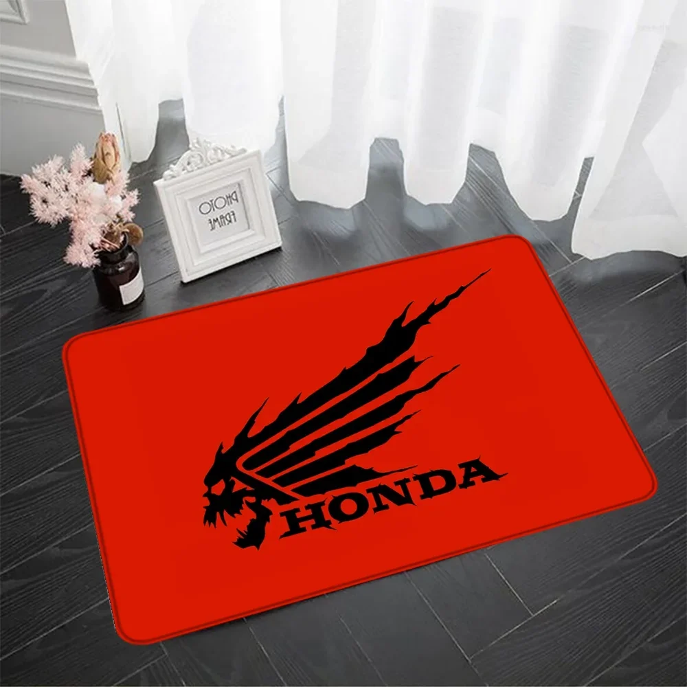 Foot Rug honda Black Wing Motorcycles Living Room Floor Carpet Non-slip Kitchen Mat Entrance Doormat Rug for Bedroom Mats Custom