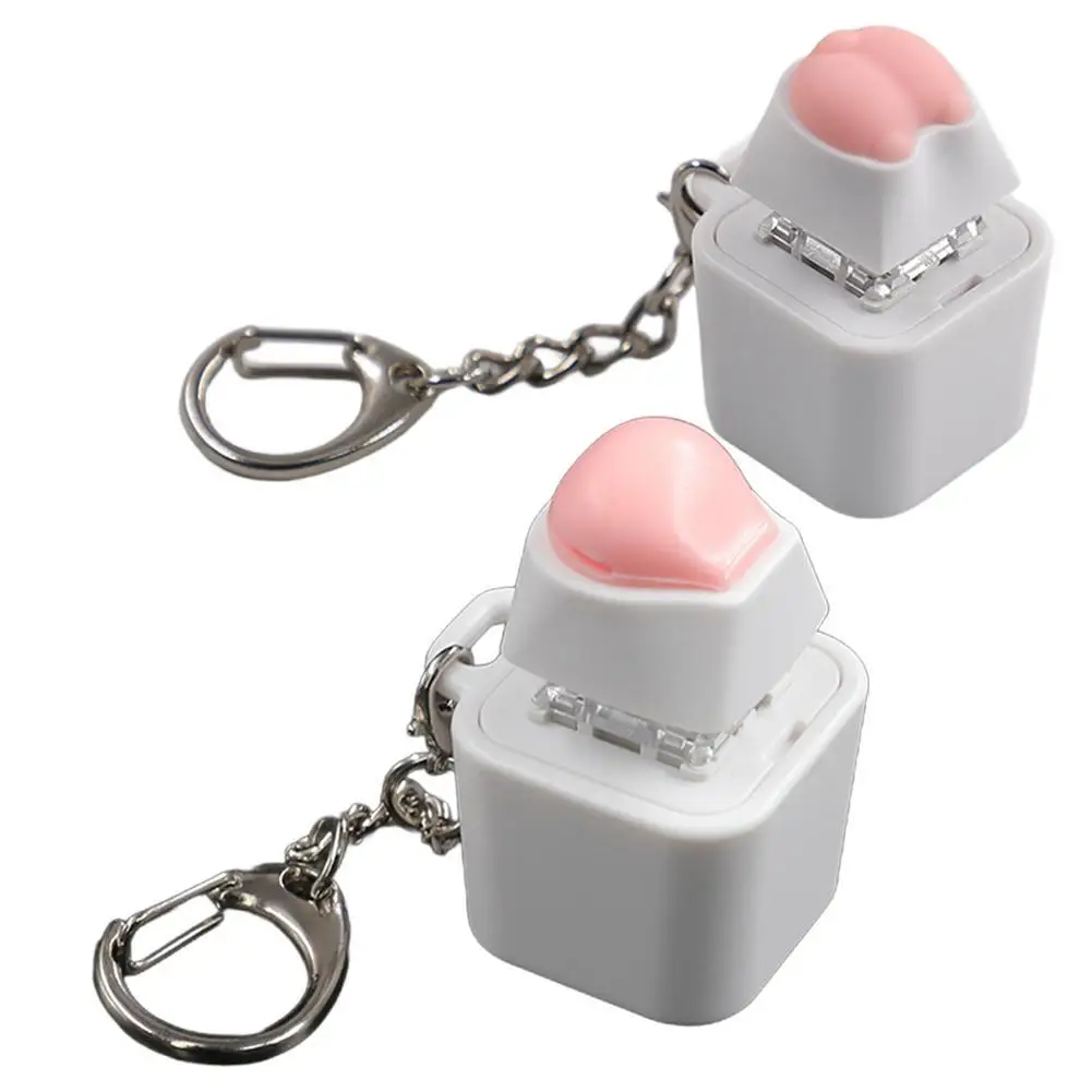 Wooden Fish Keyboard Keychain Stress Relief Pendant Wooden Fish Button Cap Colorful Switches Keychain For Keyboard