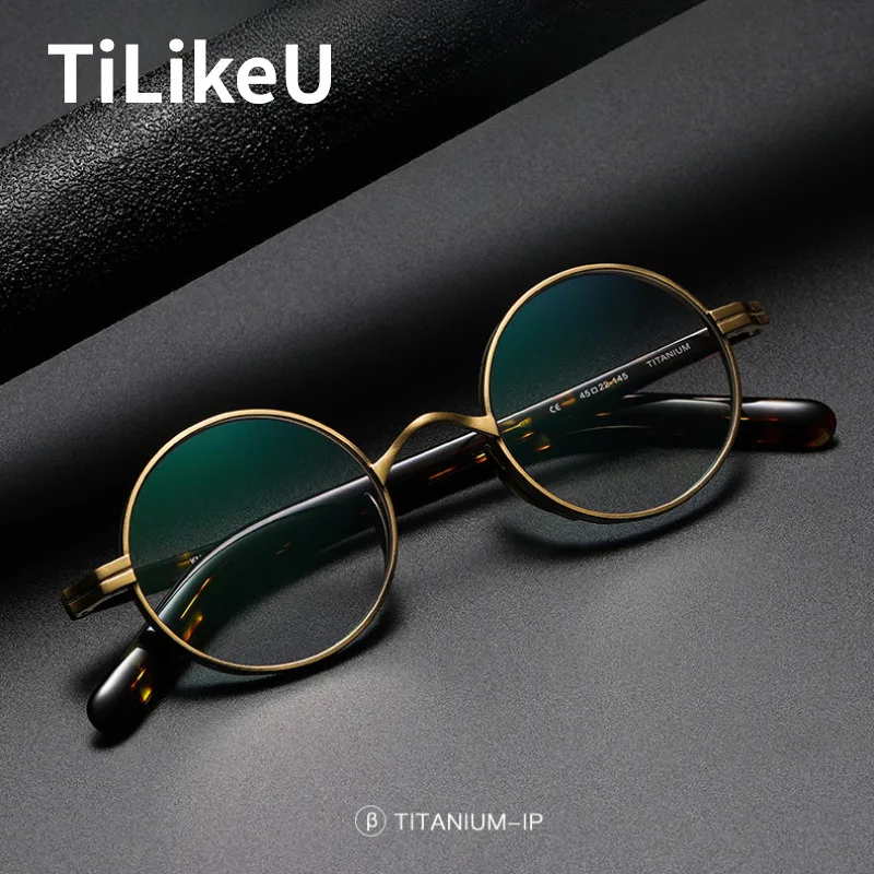 

Vintage Small Round Titanium Acetate Eyewear Frame Japanese Designer Men Women Wide Rim Myopia Degrees Optical Eyeglasses Frame