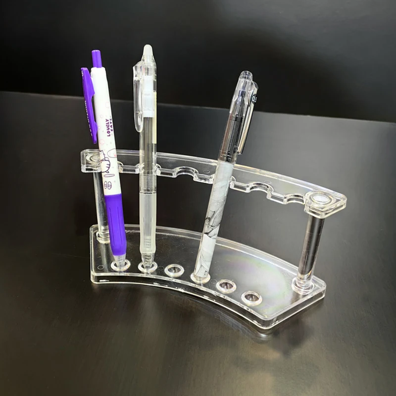 1pcs 6 Slots Clear Acrylic Pen Holder Display Stand Makeup Brush Holder Organizer Rack Eyebrow Stationery Storage Shelf