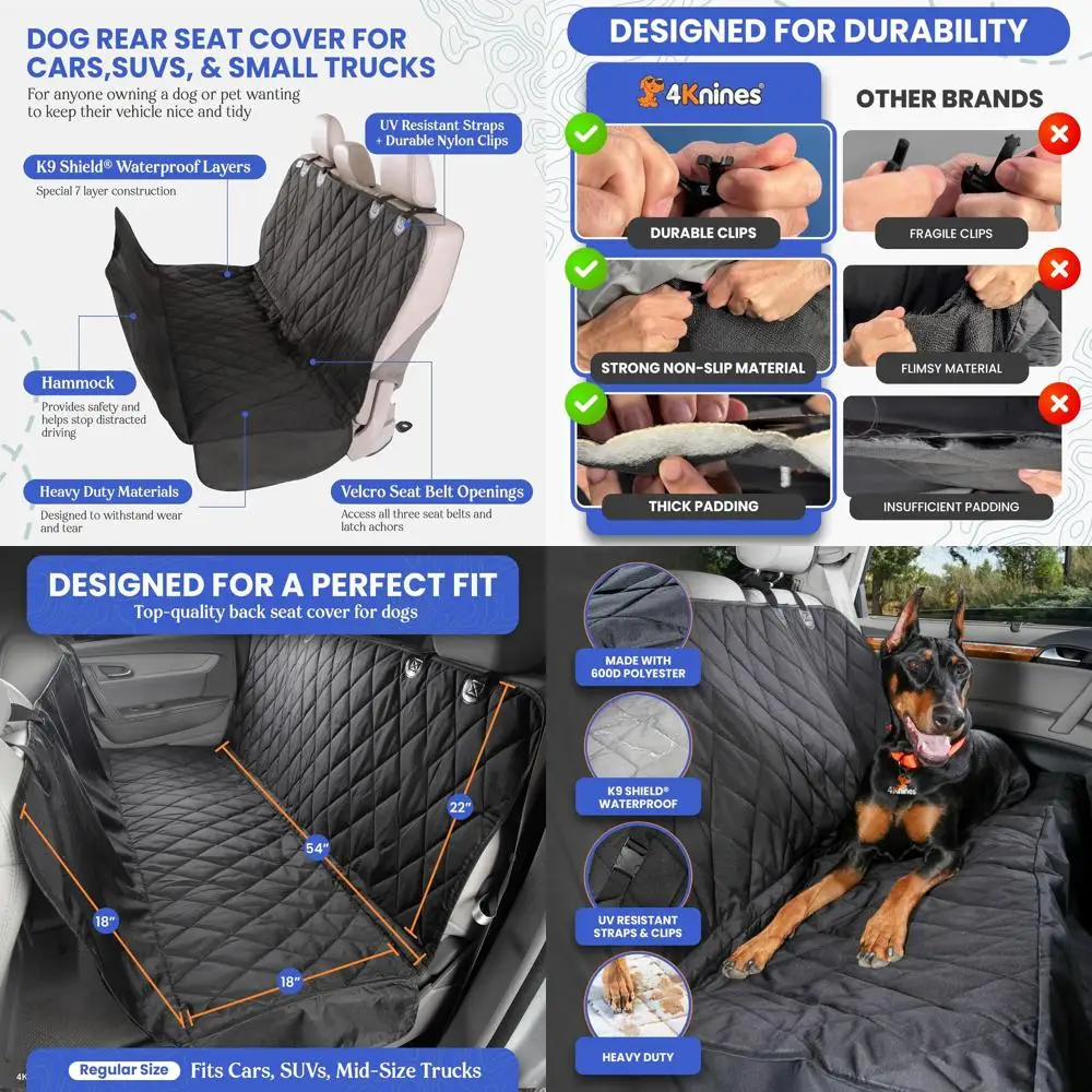 

Водонепроницаемый чехол для автомобильного сиденья с гамаком для собак, для внедорожников и грузовиков, нескользящий и прочный, серый