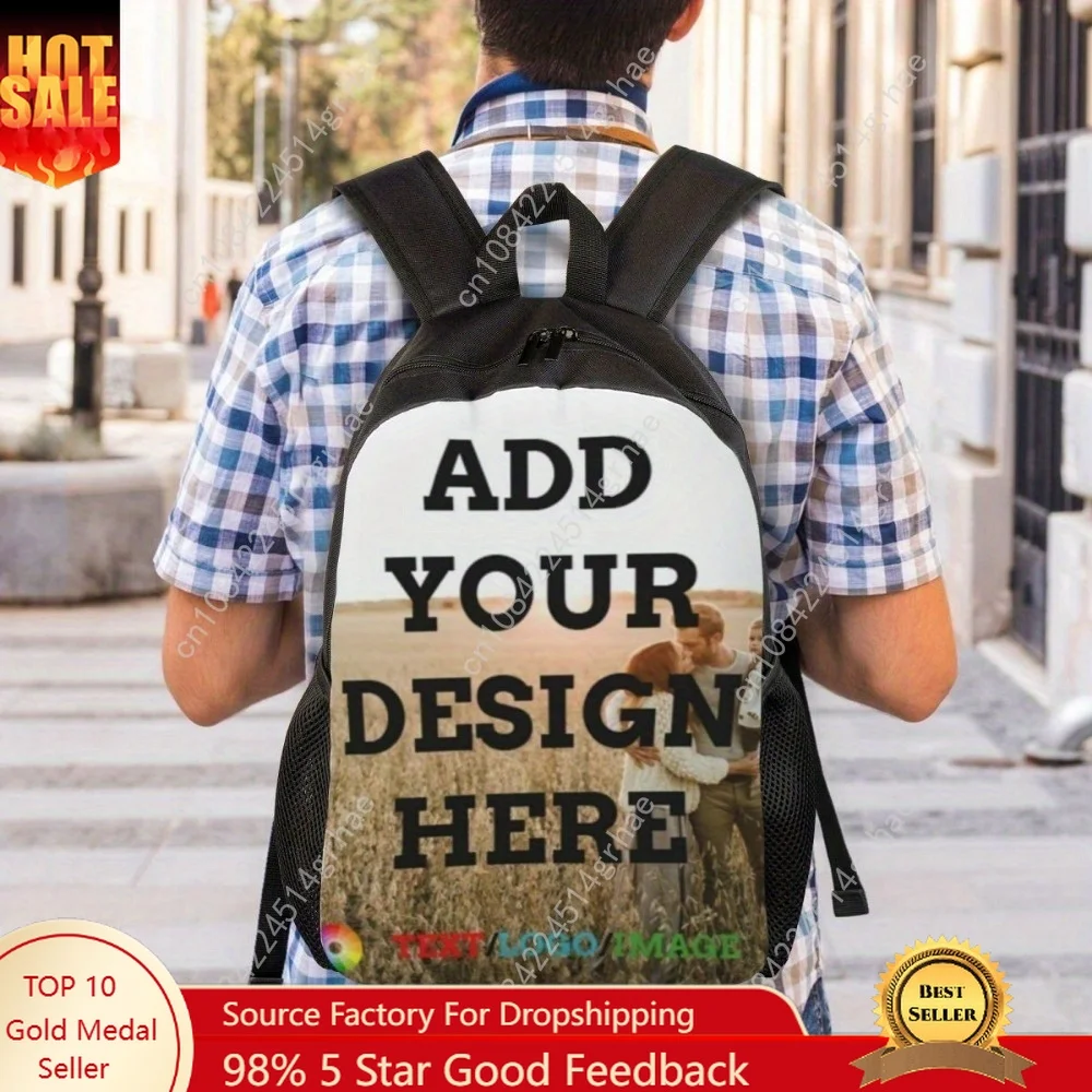 Customized Lightweight Daypack,Personalized Polyester Casual Backpack with Adjustable Straps,Zip Closure,Hand Wash,Unique Design