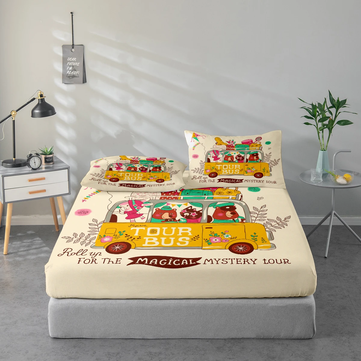 Magic and Mystery Journey Printed Pattern Bed Sheet Set, Mattress Protector and Pillowcase Combination, High-Definition Printed Bed Sheet Set Includes 1 Bed Sheet + 1 or 2 Pillowcases (60*100cm and 72*132cm Are 1 Pillowcase, the Rest of the Sizes Are 2 Pillowcases), Suitable for Bedroom and Guest Room, Ultra-Soft Polyester Bedding, Machine Washable, Can Be Used in All Seasons