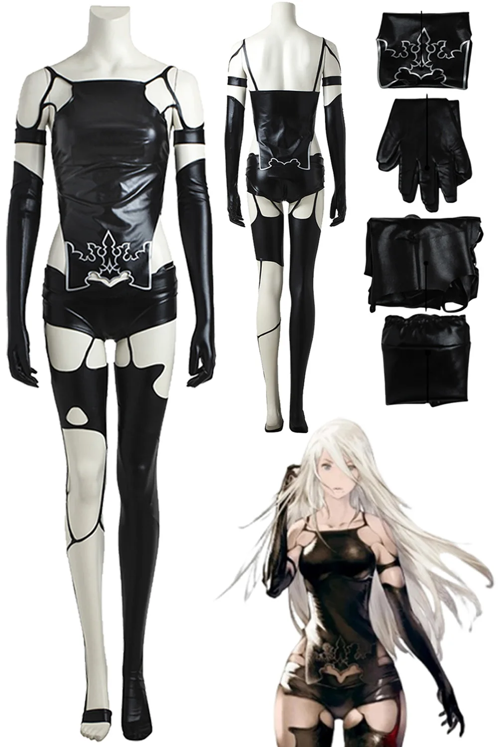 

YoRHa Type A No.2 Cosplay Women Costume Anime Game NieR:Automata Disguise Gloves Leggings Outfit Female Roleplay Halloween Suit
