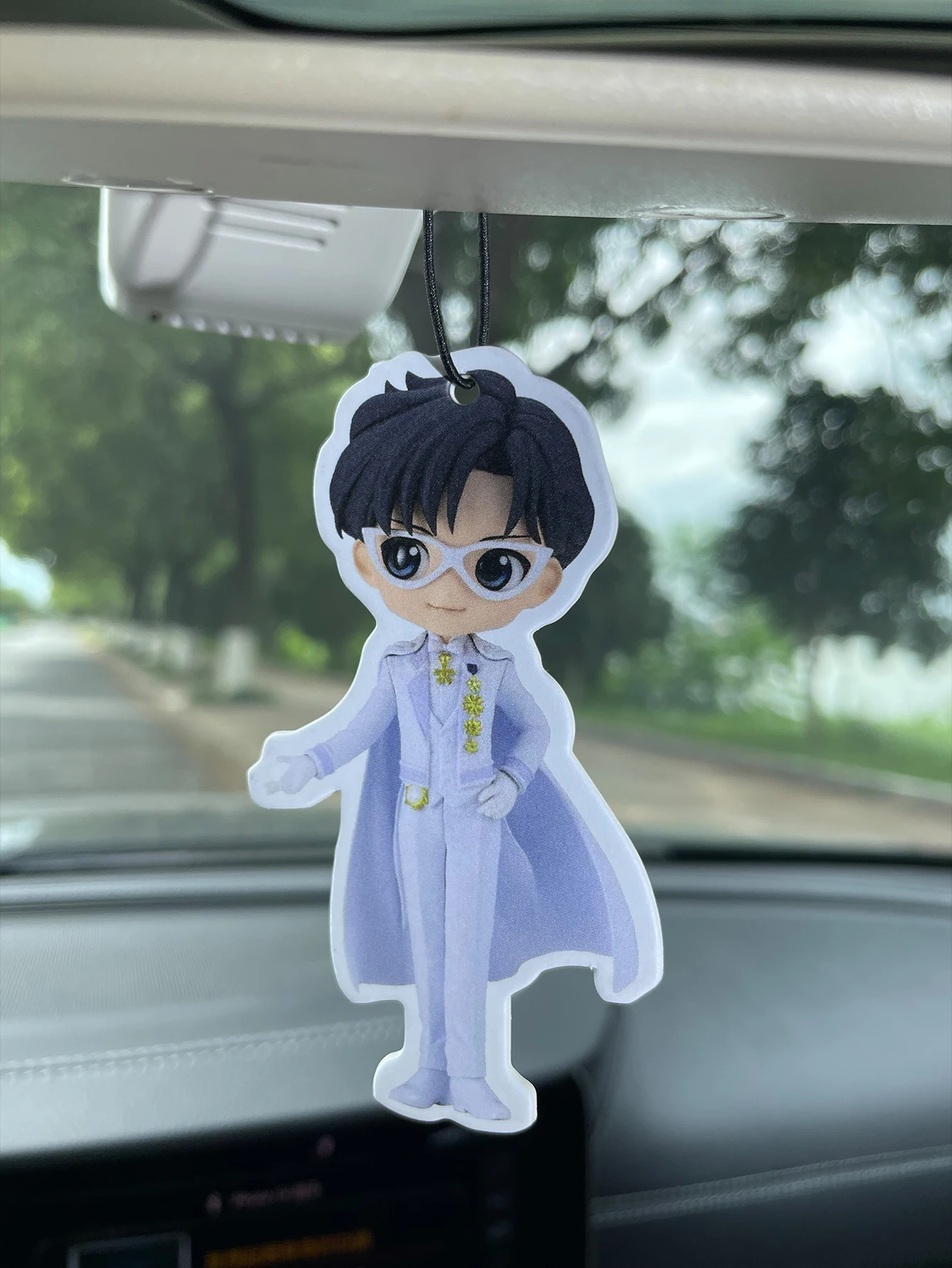 Tuxedo Mask Sailor Moon Chibi Figure‑Style Hanging Car Air Freshener, Anime Character Paper Air Fragrance, Natural Plant‑Derived