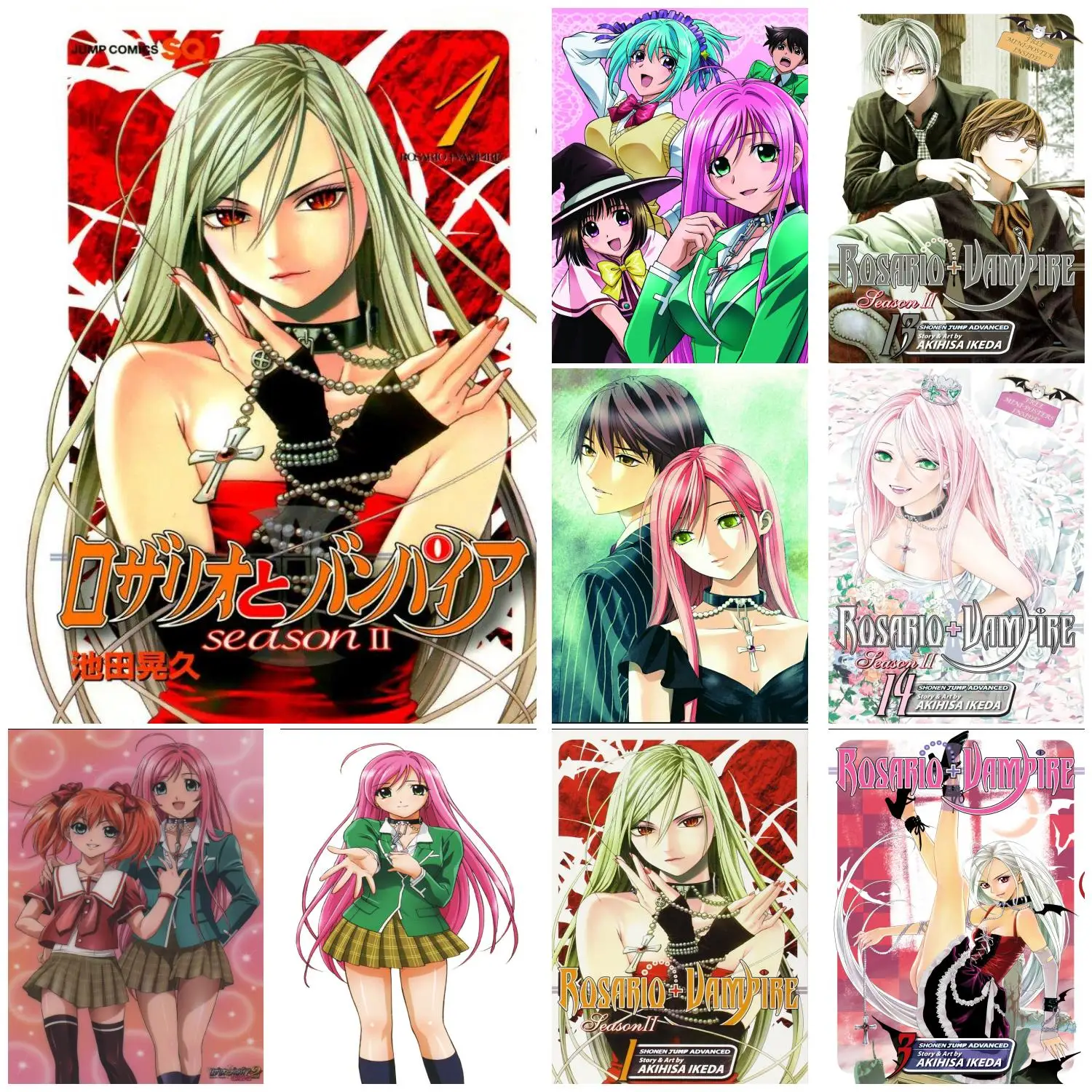 manga rosario vampire Anime Video Game Canvas Art Poster and Wall Art Picture Print Modern Family bedroom Decor Posters