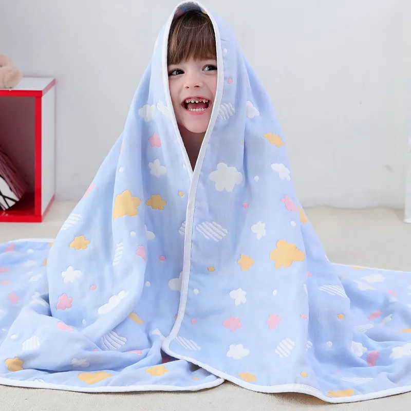 6 Layers Muslin Baby Cotton Blanket Pure Cotton Bubble Muslin Infant Kids Swaddle Sleeping Baby Blanket Bedding 110x110cm