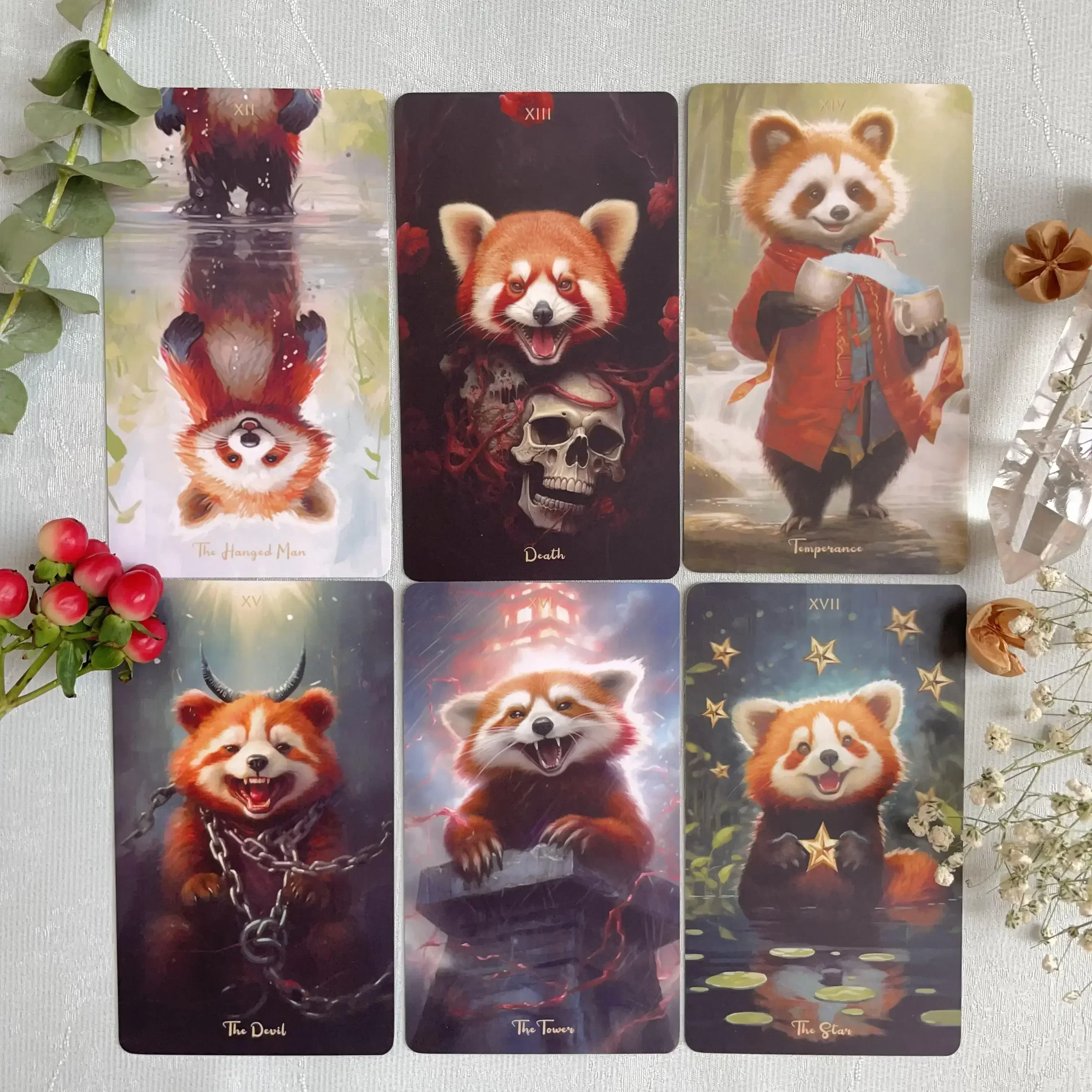 Professional Divination Deck Panda Tarot Cards Oracle Beginners High Quality 12x7 Matte Attached Spanish Russian PDF Guidebook