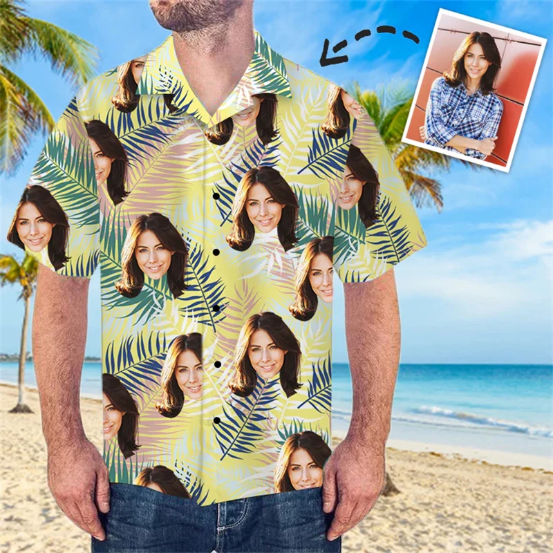 2024 Fashion Hawaiian Shirts Custom Funny 3d Diy Print Button Shirts Short Sleeves Harajuku Hawaii Shirt Tops European Size 6xl