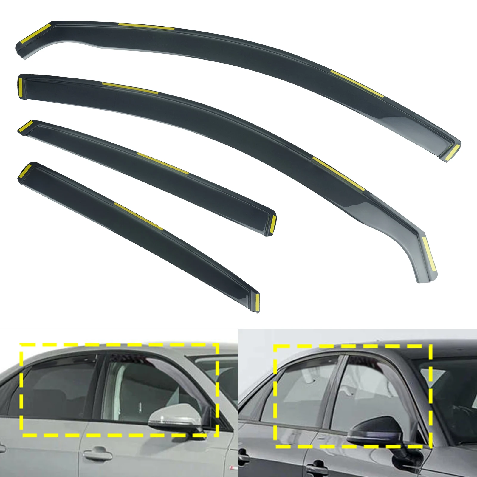 4pcs/set Tint Wind Deflectors For Audi A4 B9 8W2 8WC Saloon 4 Door 2015-2025 Window Edgevisors Wind Rain Sun Guard Deflector