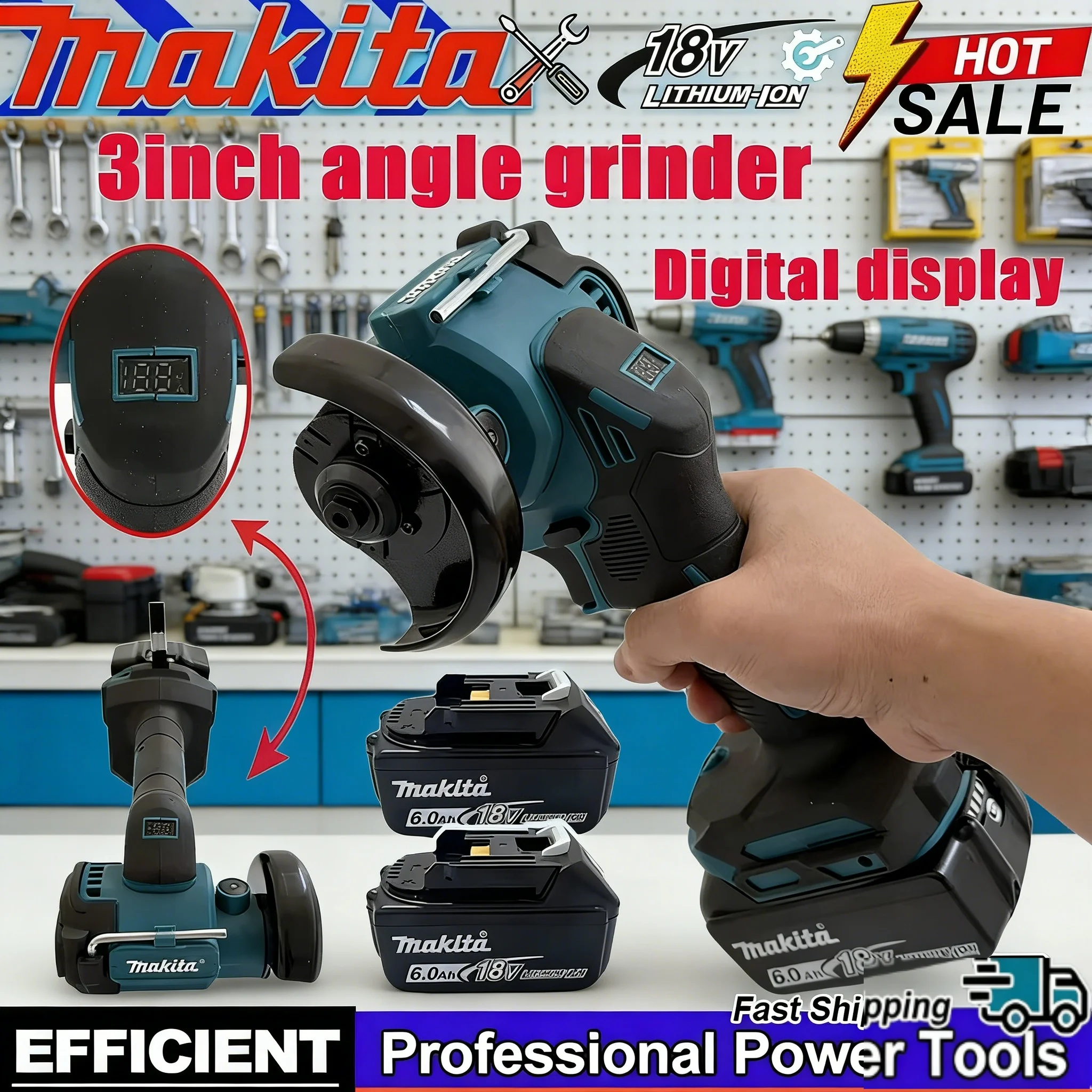 

Аккумуляторная угловая шлифмашина Makita 3 дюйма, бесщеточная, цифровая, мини, электрическая отрезная пила, циркулярная пила для резки