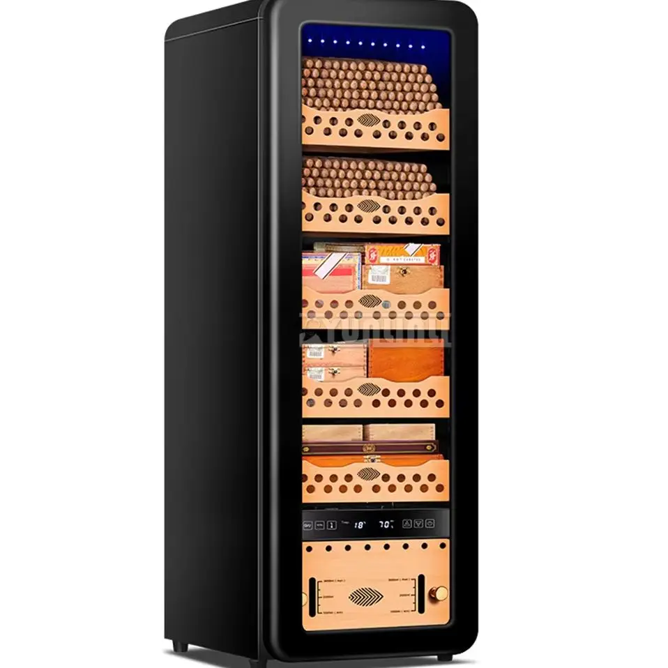 2026 78HC Cigar Cabinet Constant Temperature Humidity Refrigerator Cedar Wood Shelf Air-cooled Frost-free Compressor Cabinet