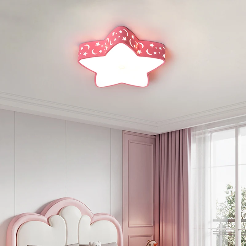 

Nursery Decor Modern Led Ceiling Lights Pink Blue Star Ceiling Chandelier Kids Room Girl Baby Boys Bedroom Ceiling Lamp Fixtures