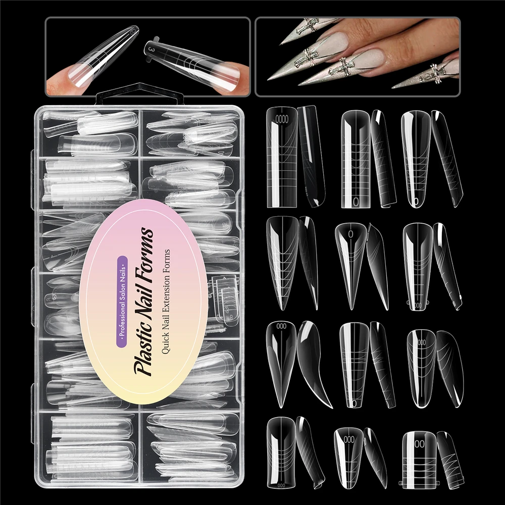 

TP Nail Dual Forms 168 шт./кор. Система расширения с полным покрытием, накладные кончики ногтей, формы для быстрого наращивания геля, многоразовые акриловые ногти