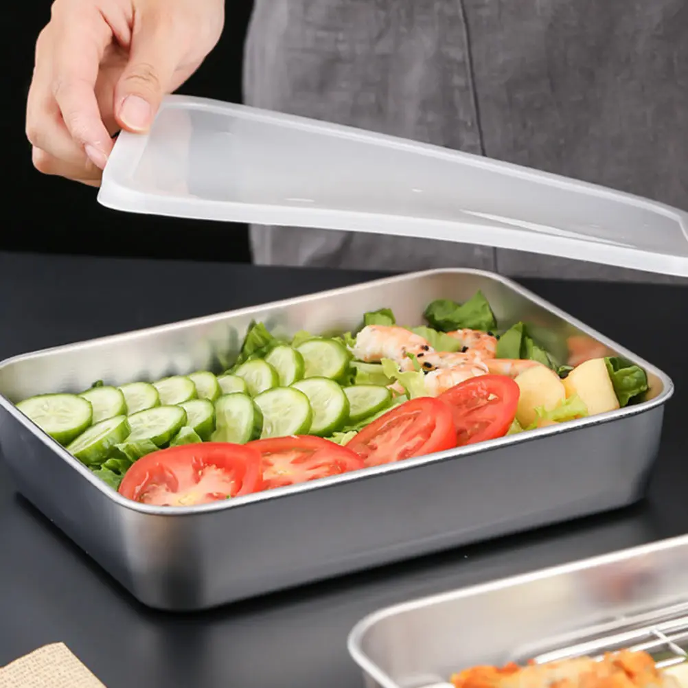 

1 Pc Tray Rack Deep Stainless Steel Roasting Pan Japanese Style Baking Tray Hotel Japanese Style Nonstick BBQ Sheet