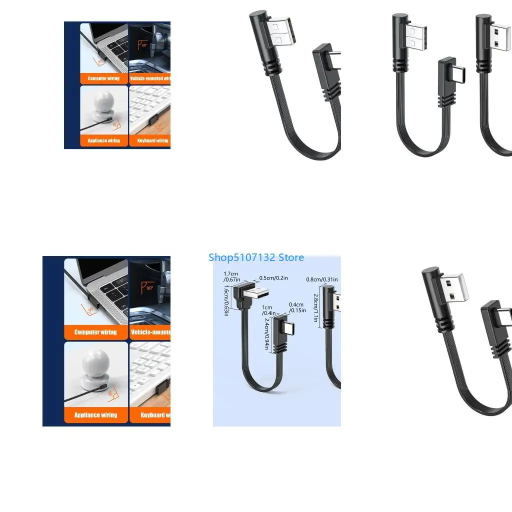 87HD 10Cm USB C Charging Cable with USB A Double Design Flat Flexible