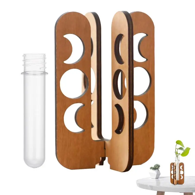 Plant Terrarium for Hydroponics Wooden Hollow Plant Propagation Station Hollow Design Test Tube Plant Propagate Holder