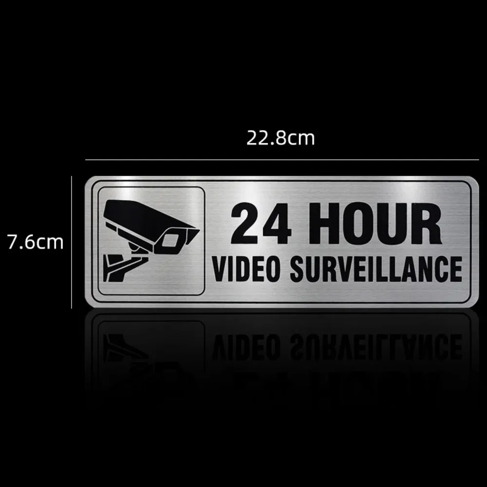 Señal de advertencia de metal Videovigilancia las 24 horas Propiedad privada Tablero de puntas de seguridad sin intrusión para decoraciones de pared interiores y exteriores