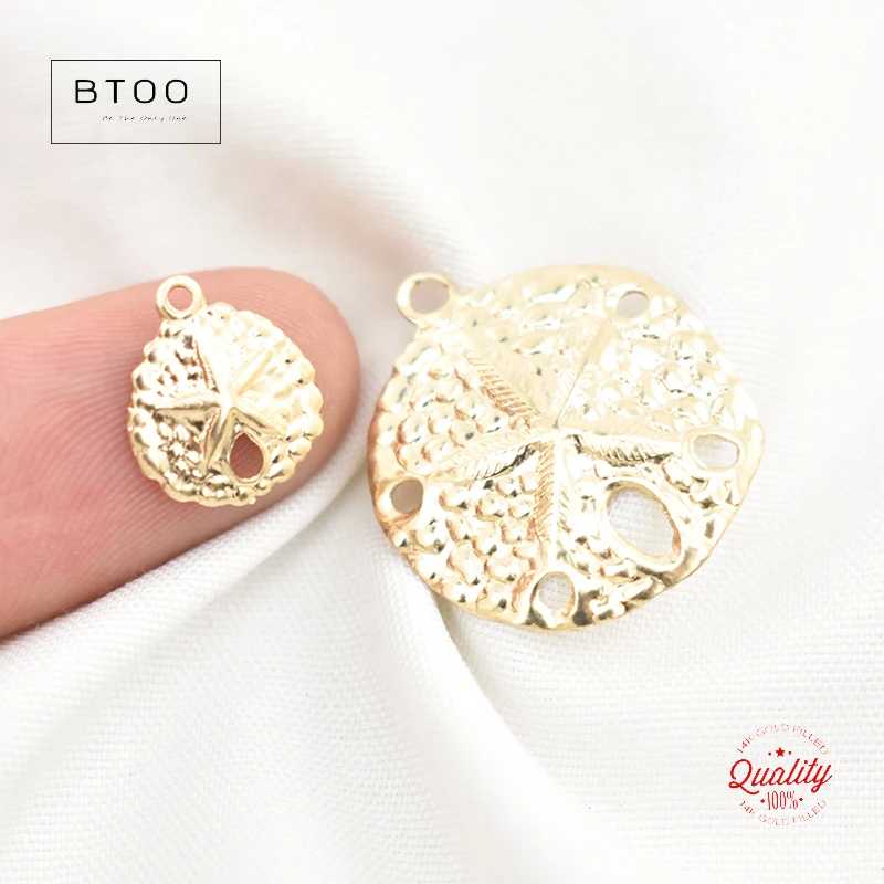 Sanddollar-Anhänger aus 14K Goldfilled, Sanddollar-Charm für DIY Armband- und Halsketten-Herstellung, Schmuckzubehör – Detail 10