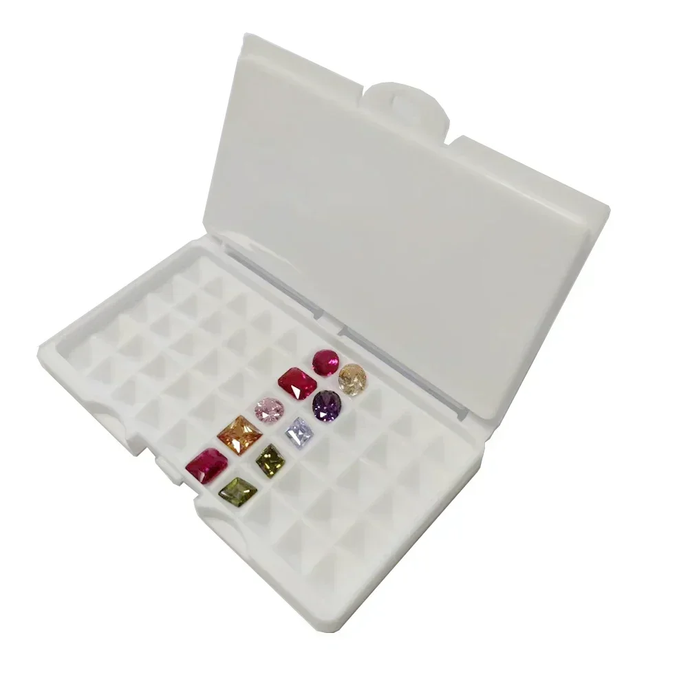 

White 3-7mm Diamond Storage Box 7-10mm Gemstone Jewelry Display Organizer Case Show Store Bare Stone Packaging Holder Cover Tray