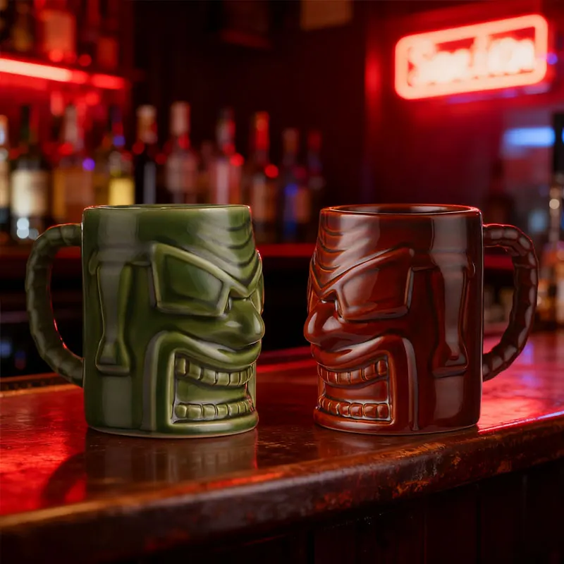 

Кружки Тики, бокалы для вина, пасхальный остров, подарки на Хэллоуин, бар, кружки Тики в гавайском стиле, керамическая кружка, персонализированная чашка для коктейля, напитка