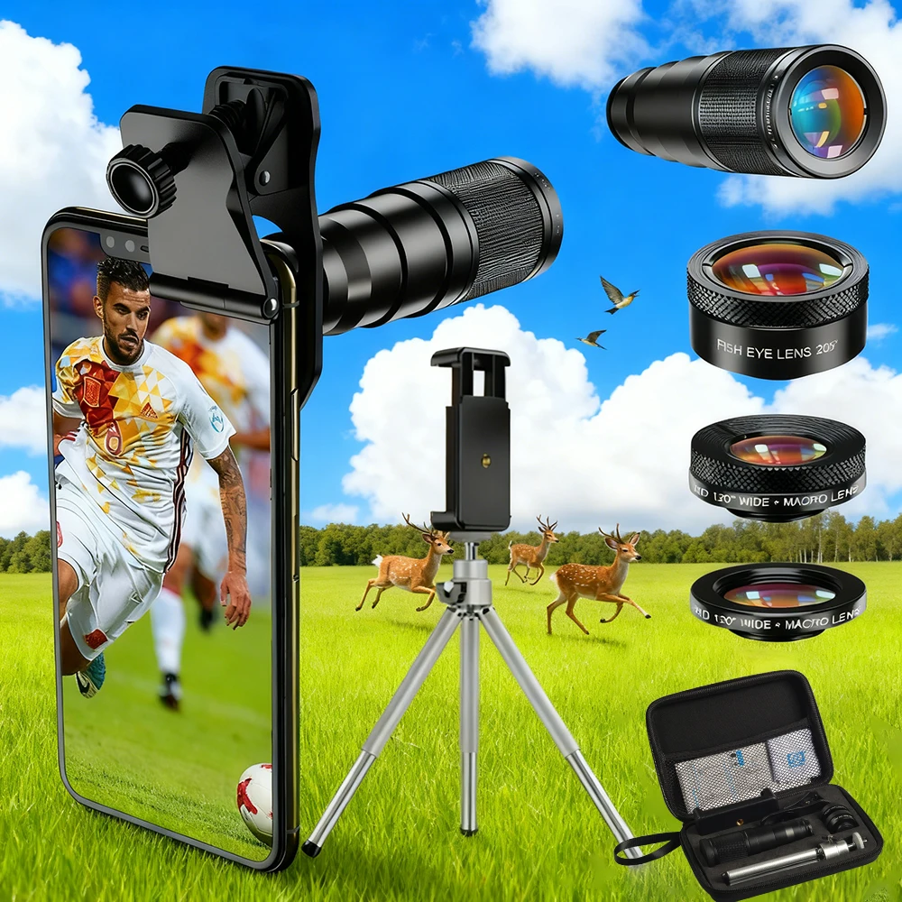 APEXEL Mini 22X تلسكوب عدسة تكبير HD 4in1 ماكرو واسعة عدسة عين السمكة المقربة عدسة الهاتف مجموعة عدسات الكاميرا آيفون 17Pro سامسونج