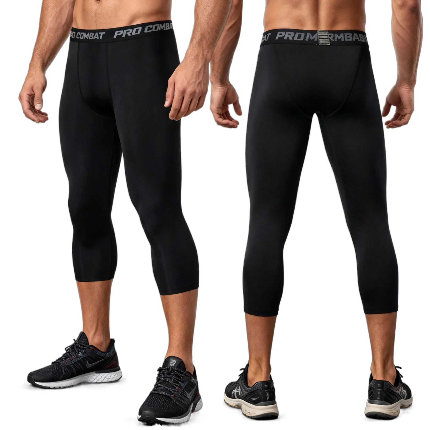 Men's Sports Cropped Pants Sportswear, Running Leggings Gym Leggings Male Compression Sweatpants MenCropped Capri Trousers