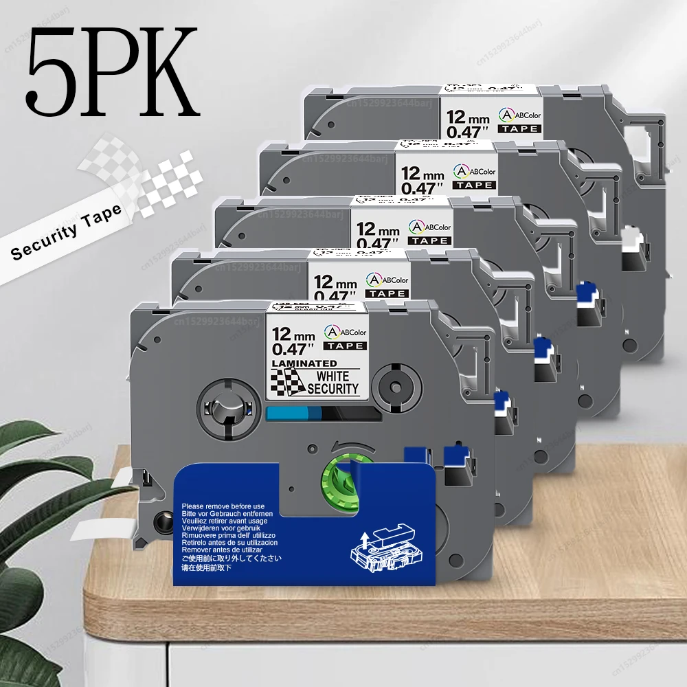 

3PK/5PK TZe-SE3 Compatible with Brother 12/18/24mm Security Tape TZeSE3 TZeSE4 TZeSE5 Black on White for Brother P-touch Printer