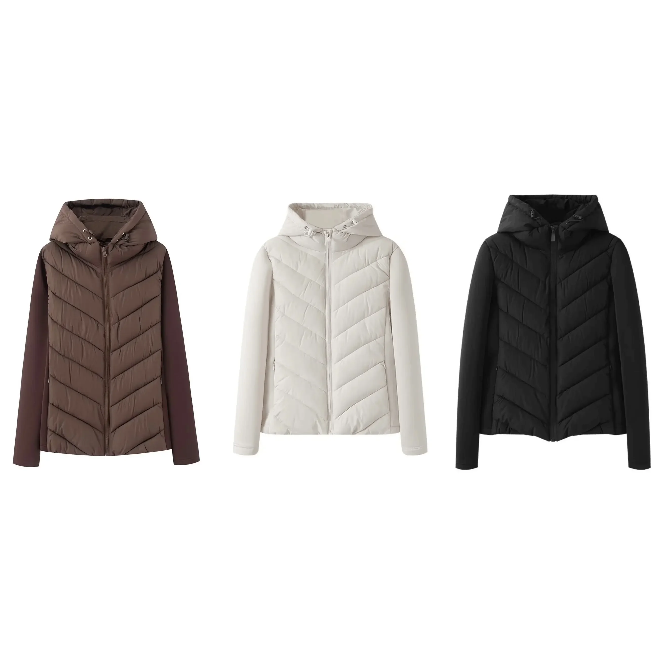 Giacca da donna in cotone con cappuccio e colletto rialzato casual da esterno autunno/inverno Cappotto versatile leggero impiombato alla moda elegante