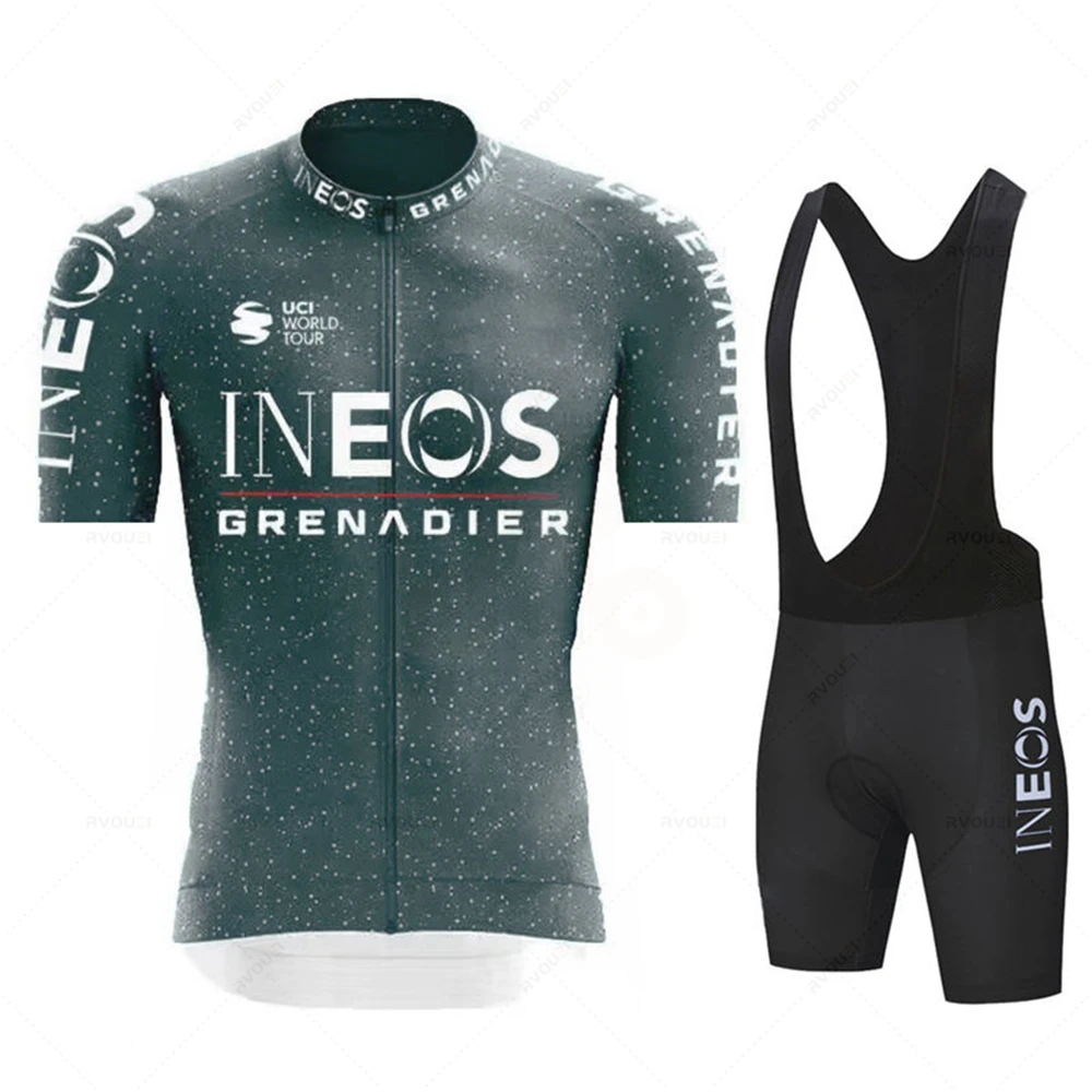 INEOS-Team Cycling Jersey Set for Men, Short Sleeve, MTB Race Cycling Clothing, Outdoor Riding Bike Uniform, Summer, 2023