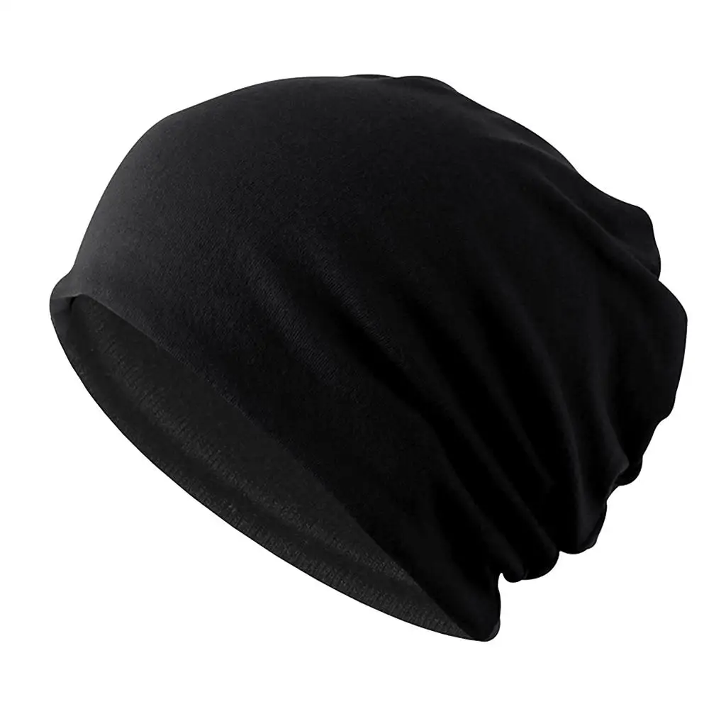 Cotton Slouchy Beanie Hat Skull Cap Chemo Headwear Cap Turban for Women Men - Fashion Solid Sleeping Cap