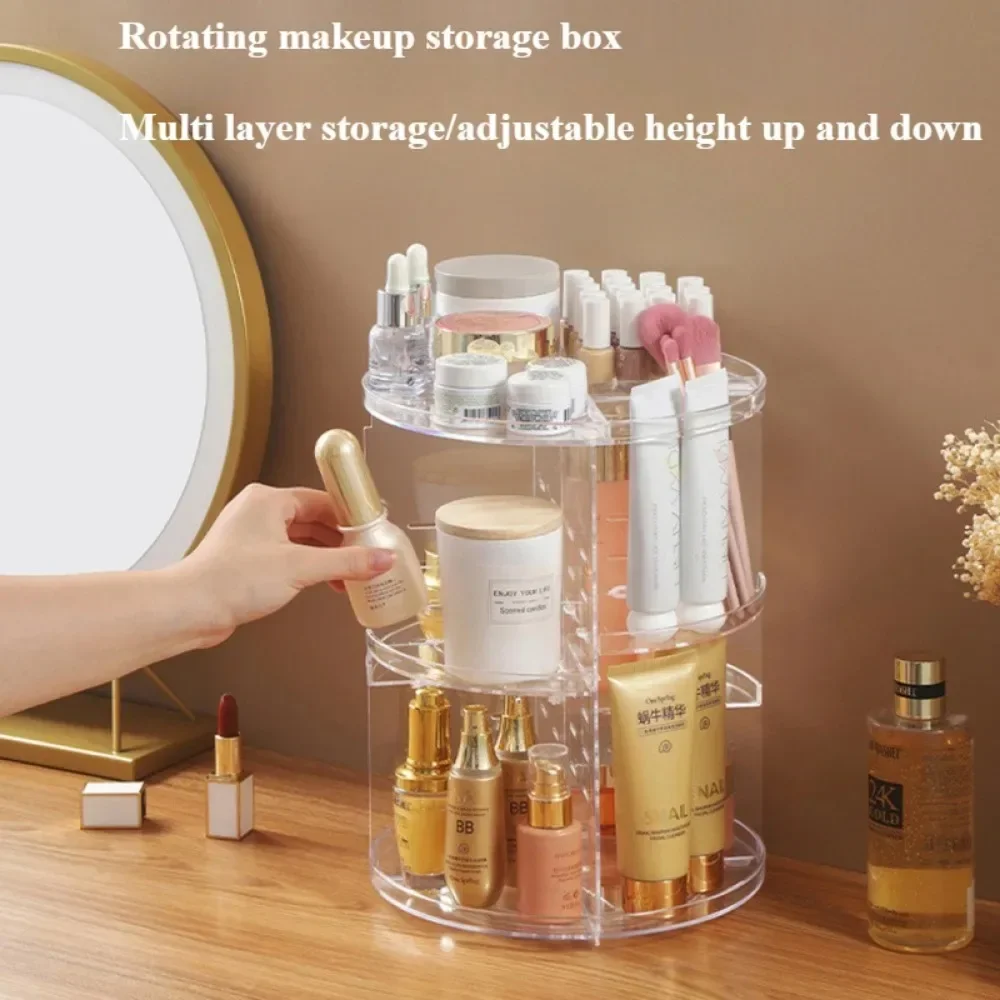 CANBOUN 360° Rotating Makeup Organizer Portable Bathroom Storage Large Household Transparent Anti Fouling And Dustproof Storage