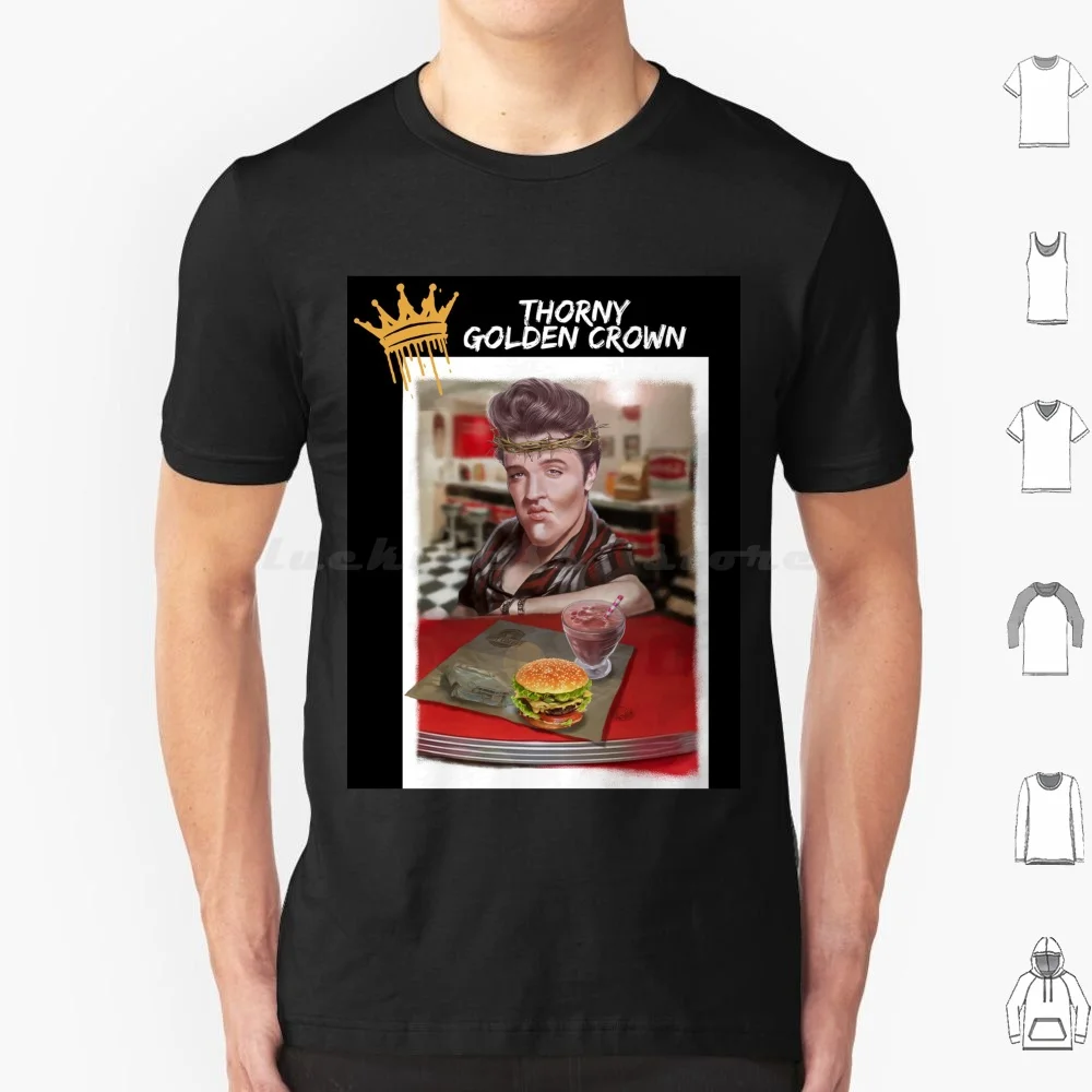 Thorny Golden Crown T Shirt Big Size 100% Cotton Elvis Crown Of Thorns King Of Vintage Music Artist Hollywood