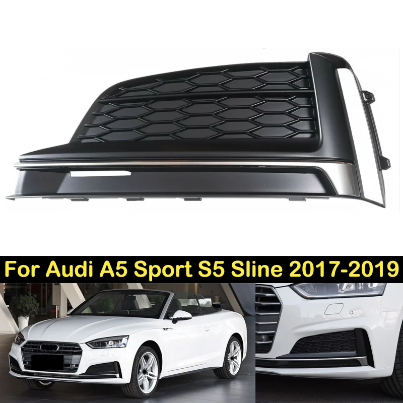 DECHO For Audi A5 Sport S5 Sline 2017 2018 2019 Auto Front Bumper Fog Light Grille Grill Cover 8W6807681F 8W6807682F