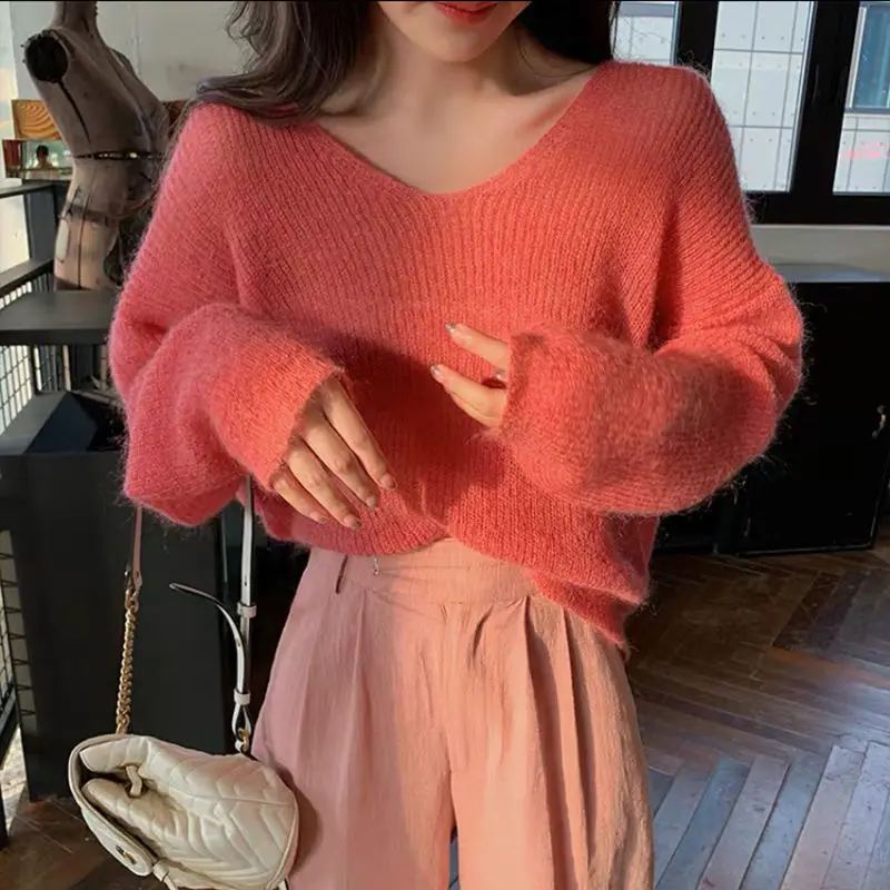 7 Colors Pullovers Women V-neck Transparent Thin Sun-proof Basic Sweaters All-match Femme Casual Loose Girlish New Korean Tender