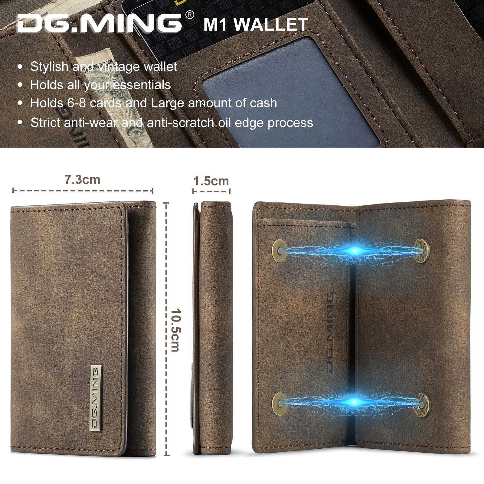 (With Large Bill Room)Fashion Short Leather Wallet Men\'s Coin Cash Cards Holder Purse Foldable Wallet Women\'s Mini Slim Handbag