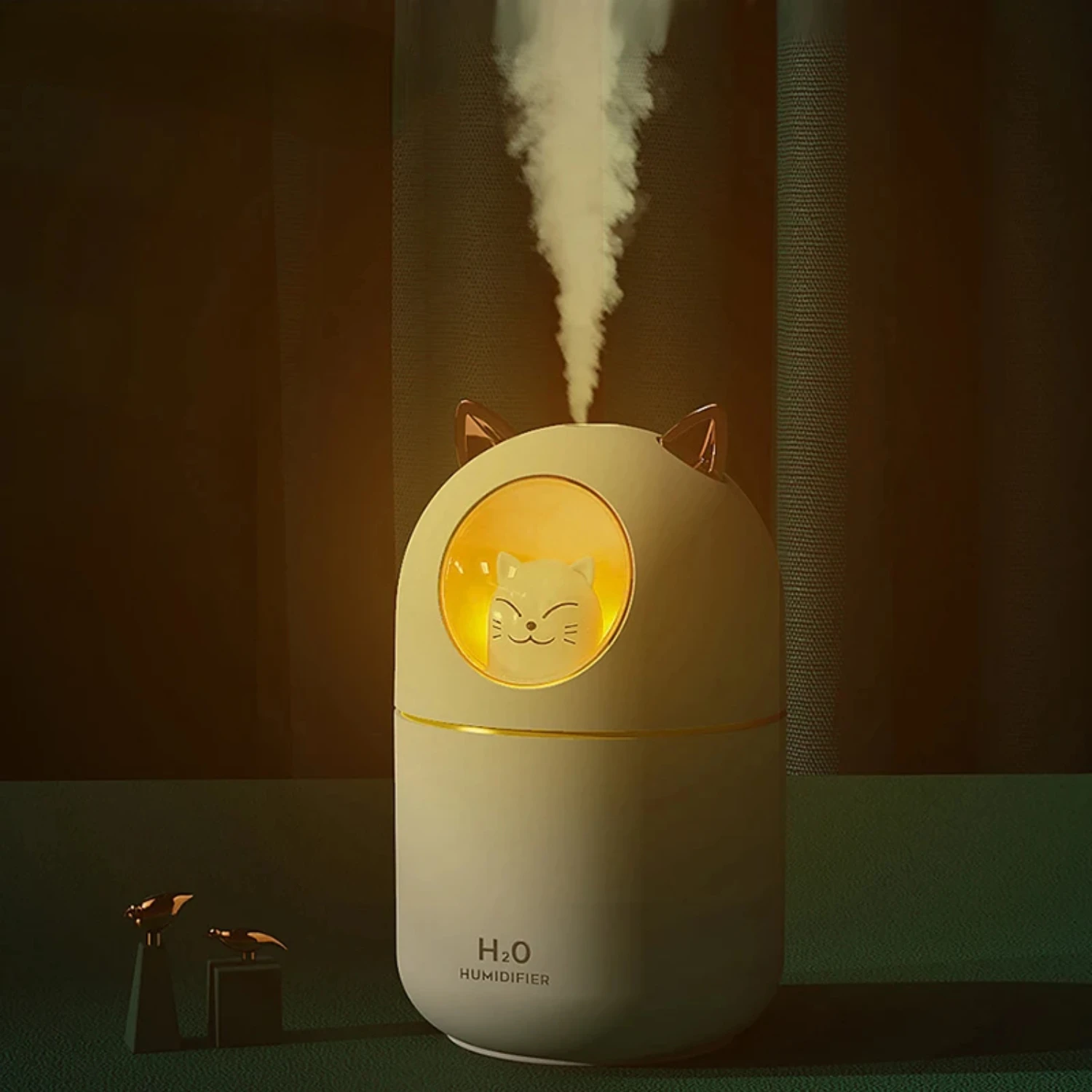 

300ML Air Humidifier Cute Cat Ultra-Silent USB Office Household Bedroom Car Aromatherapy Air Purifier with Cool Spray