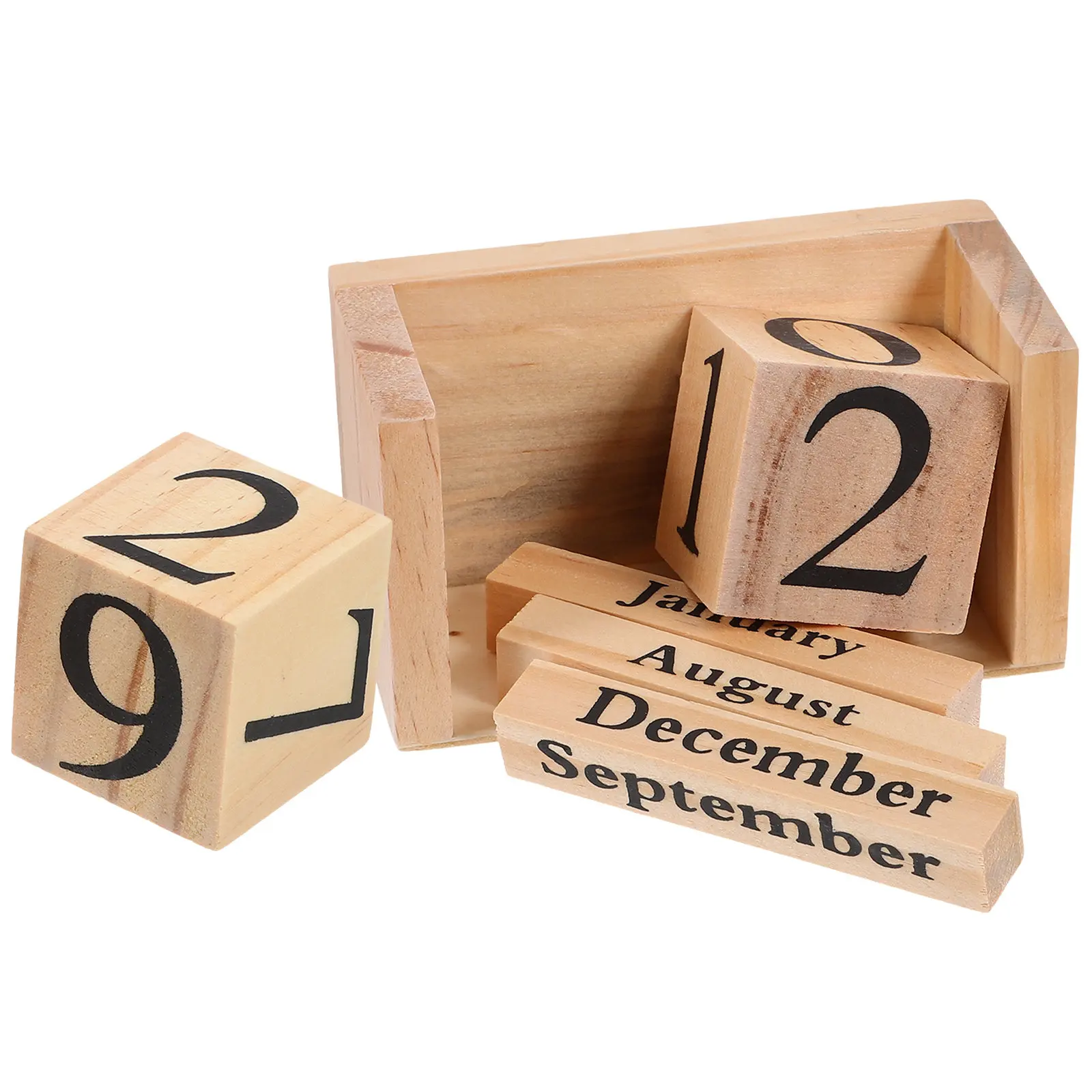 

Wooden Block Calendar Elegant European Style Perpetual Table Calendar Daily Use Office Desk Accessory Office Supply