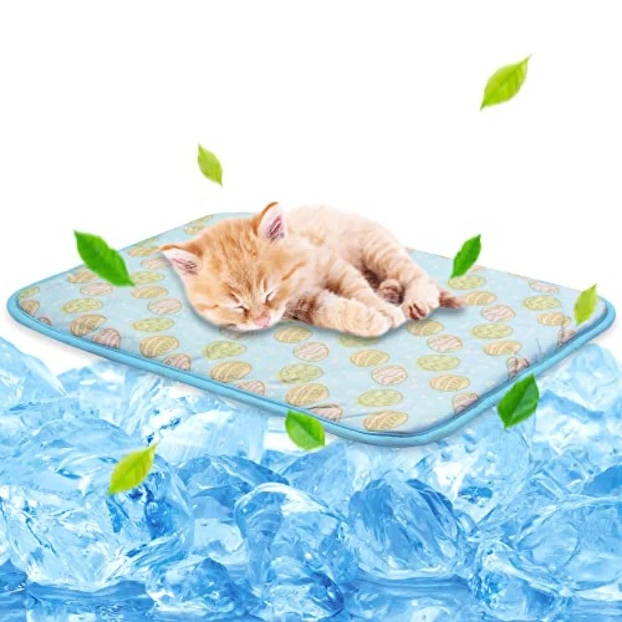 

Pet Cooling Mat 20 X 16 Ice Silk Cooling Mat for Dogs Cats Portable Washable Pet Cooling Blanket Car Seats Beds for Summer Blue
