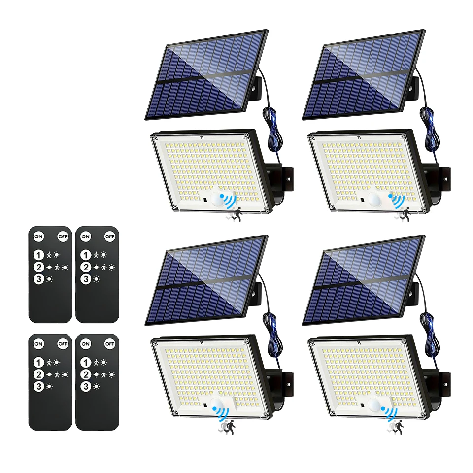 

172LED 4PCS Solar Lights Outdoor Security Lights Motion Sensor 3 Modes Waterproof Sunlight Flood Light for Wall Garden Yard