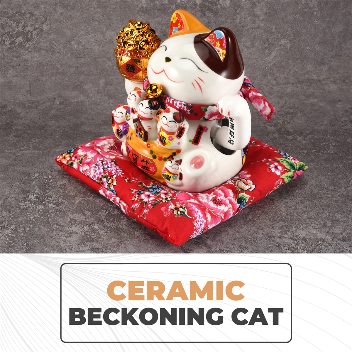 7-calowa ceramiczna ozdoba Beckoning Cat Maneki Huśtawka dekoracyjna Feng Shui, A
