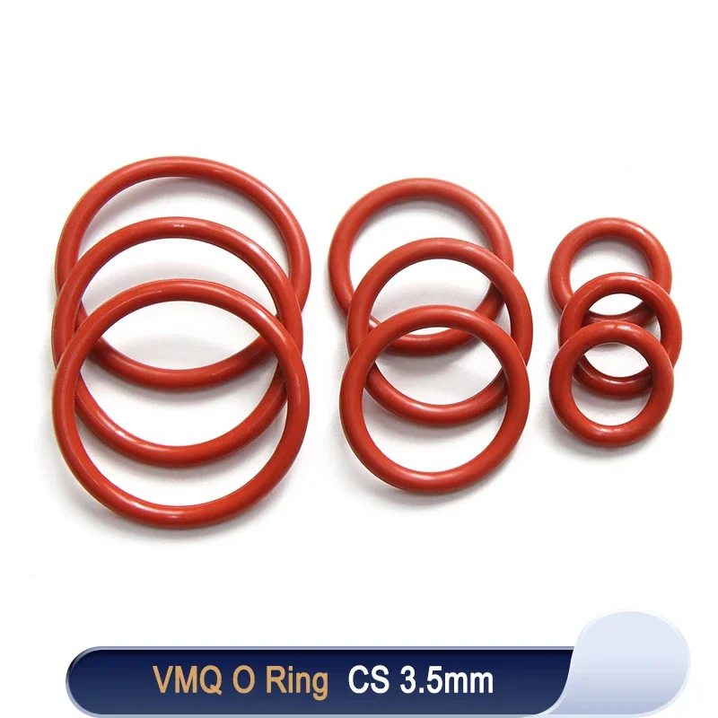 

10/50pcs Food Grade VMQ O Ring Gasket Thickness CS 3.5mm OD 10 ~ 46mm Waterproof Washer Round O Shape Rubber Silicone Ring Red