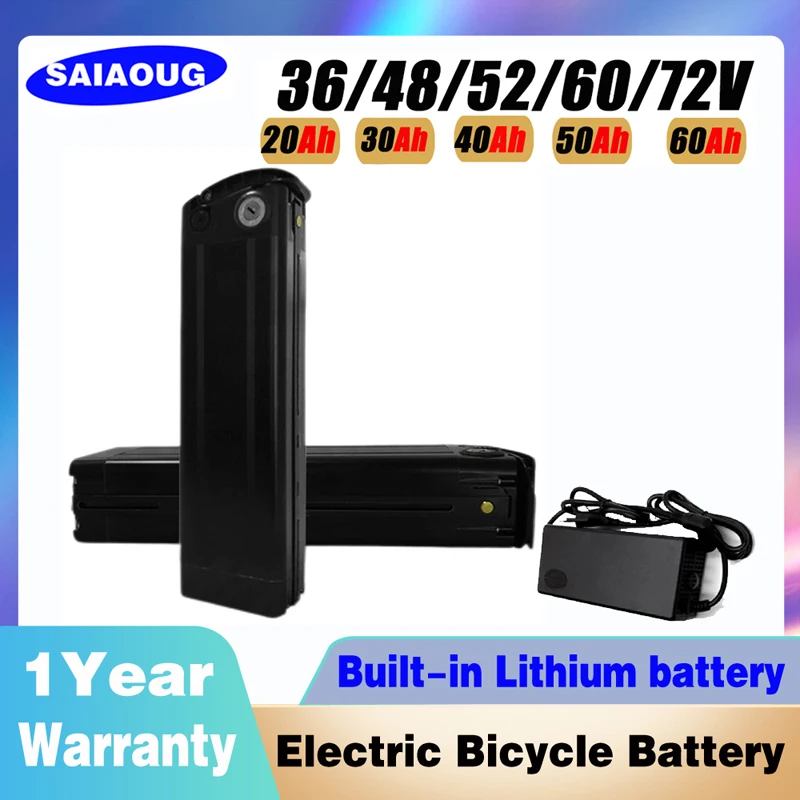 E bike battery 48V36V16ah silverfish electric bike battery Akku Accu battery 52V 1500w motor 20 30 40ah 72v 50ah lithium battery