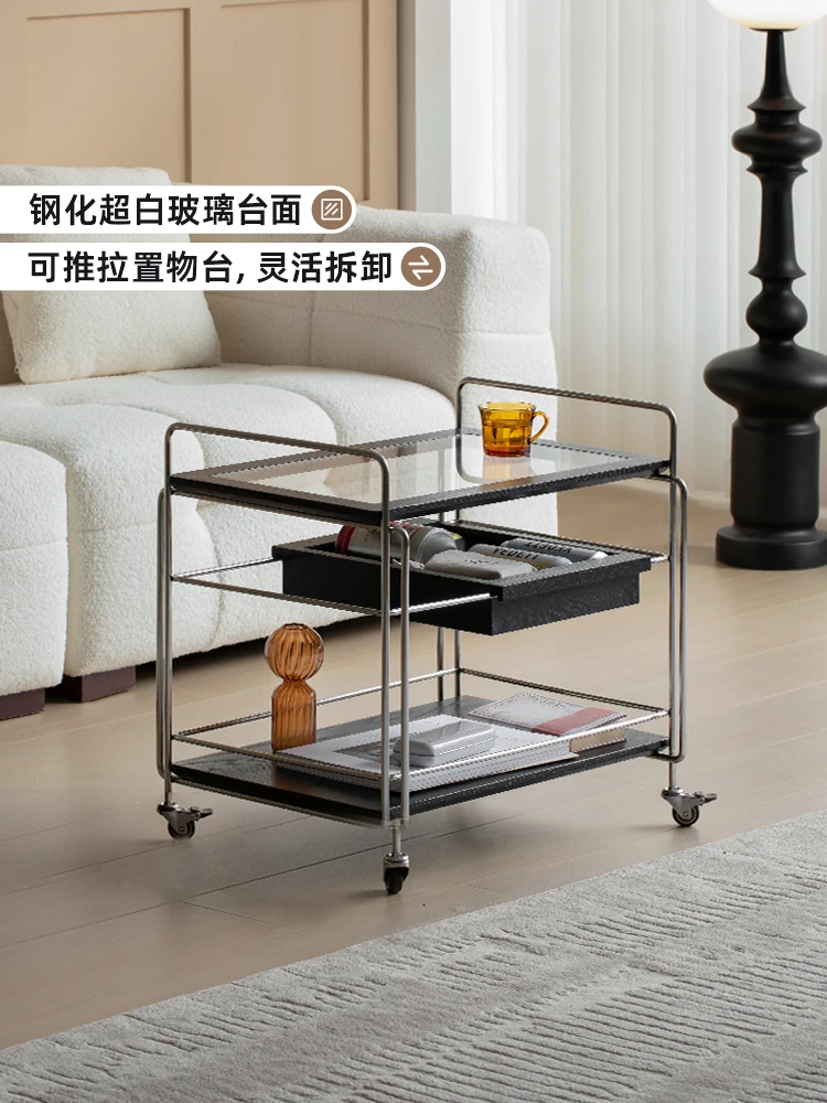 Light luxury side table removable coffee table trolley sofa side cabinet creative small table