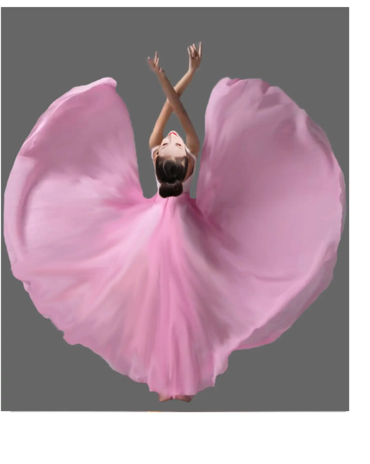 Saia longa de balé para meninas, saia chiffon de dança moderna, rosa e vermelha, saia de flamenco infantil